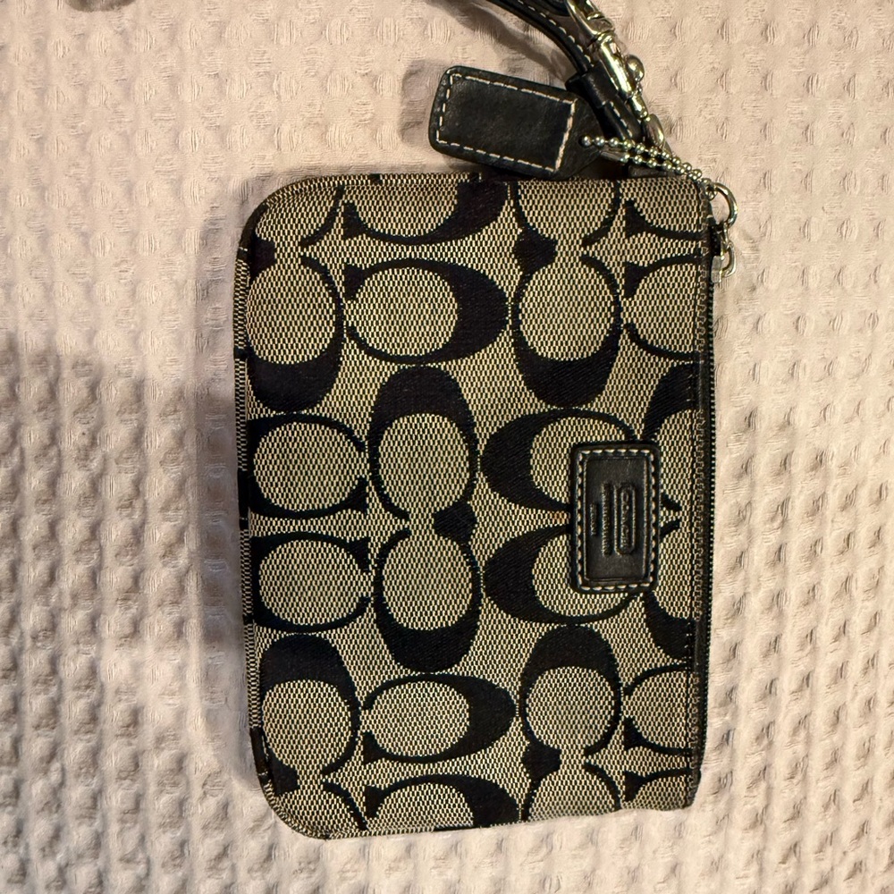 Coach Black and Tan Wristlet